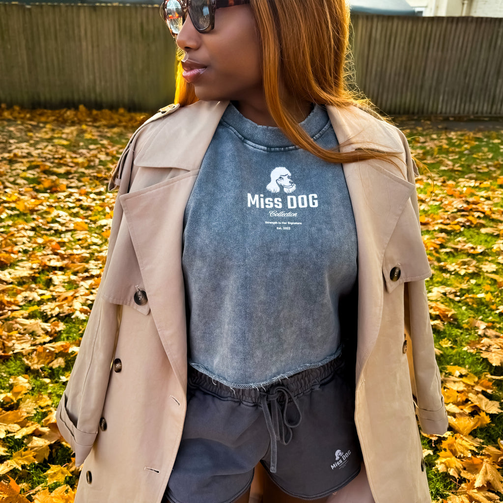 Miss DOG Grey Cropped Sweatshirt